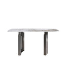 Curved Leg Dining Table For 6 People - Antique White / Black