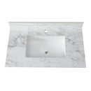 Elegant Bathroom Vanity Top With Rectangular Ceramic Sink And Backsplash