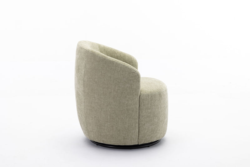 Chenille Fabric Swivel Accent Armchair Barrel Chair With Powder Coating Metal Ring