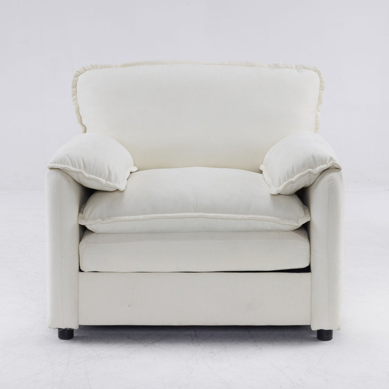 Oversized Reading Armchair With Thick Cushions, High Back Support