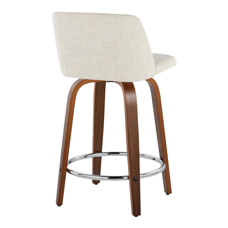 Toriano - Mid Century Modern Fixed Height Counter Stool With Swivel With Round Footrest (Set of 2)