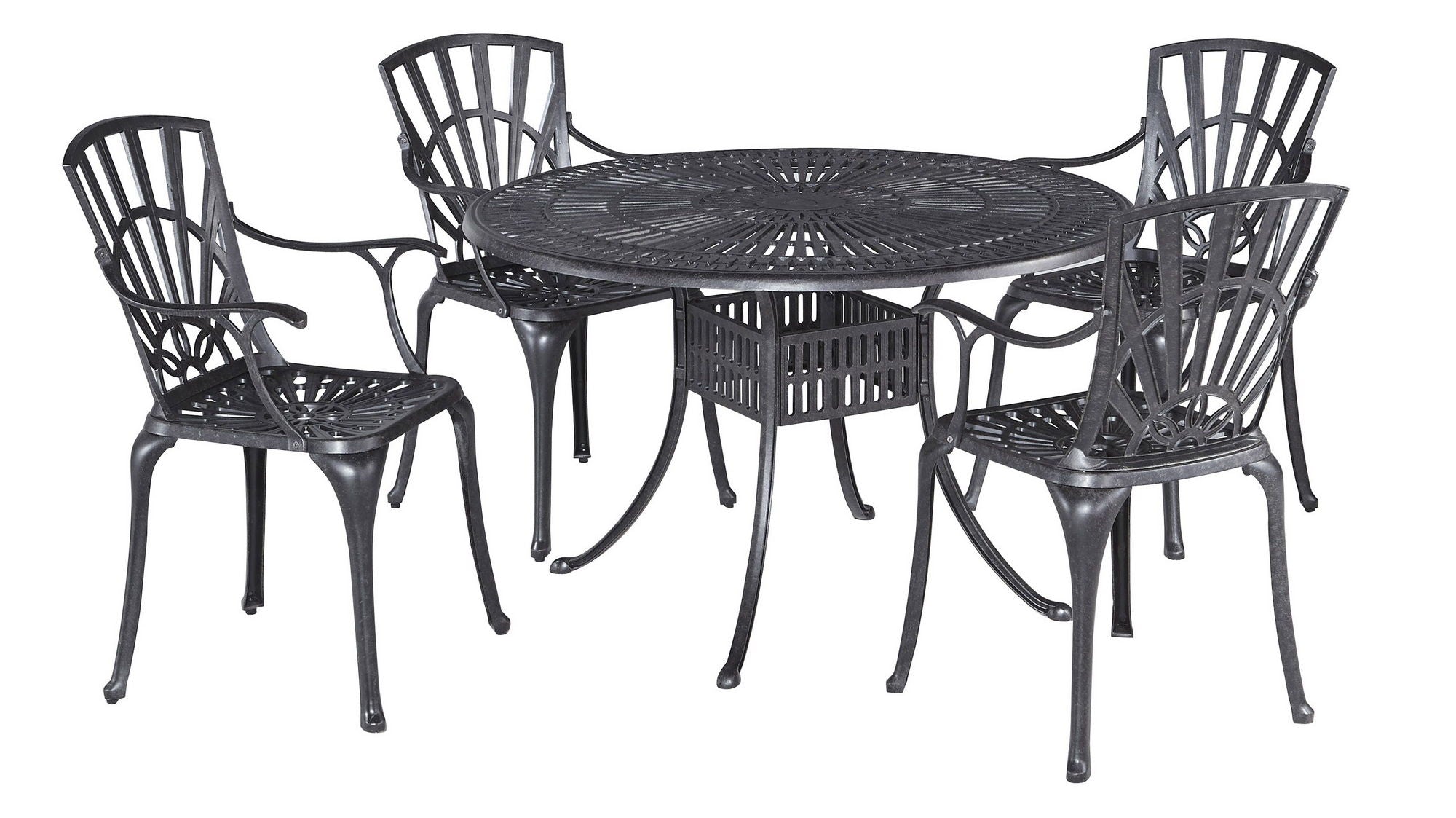 Grenada - 29" 5 Piece Metal Outdoor Dining Set - Gray
