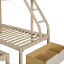 Bunk Bed, Triple Bed With Drawers And Guardrails