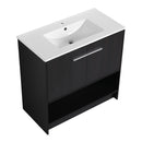 Modern Bathroom Vanity With Ceramic Sink, Freestanding Cabinet, Soft Closing Doors