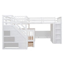 L Shaped Bunk Bed With 3 Drawers, Portable Desk And Wardrobe