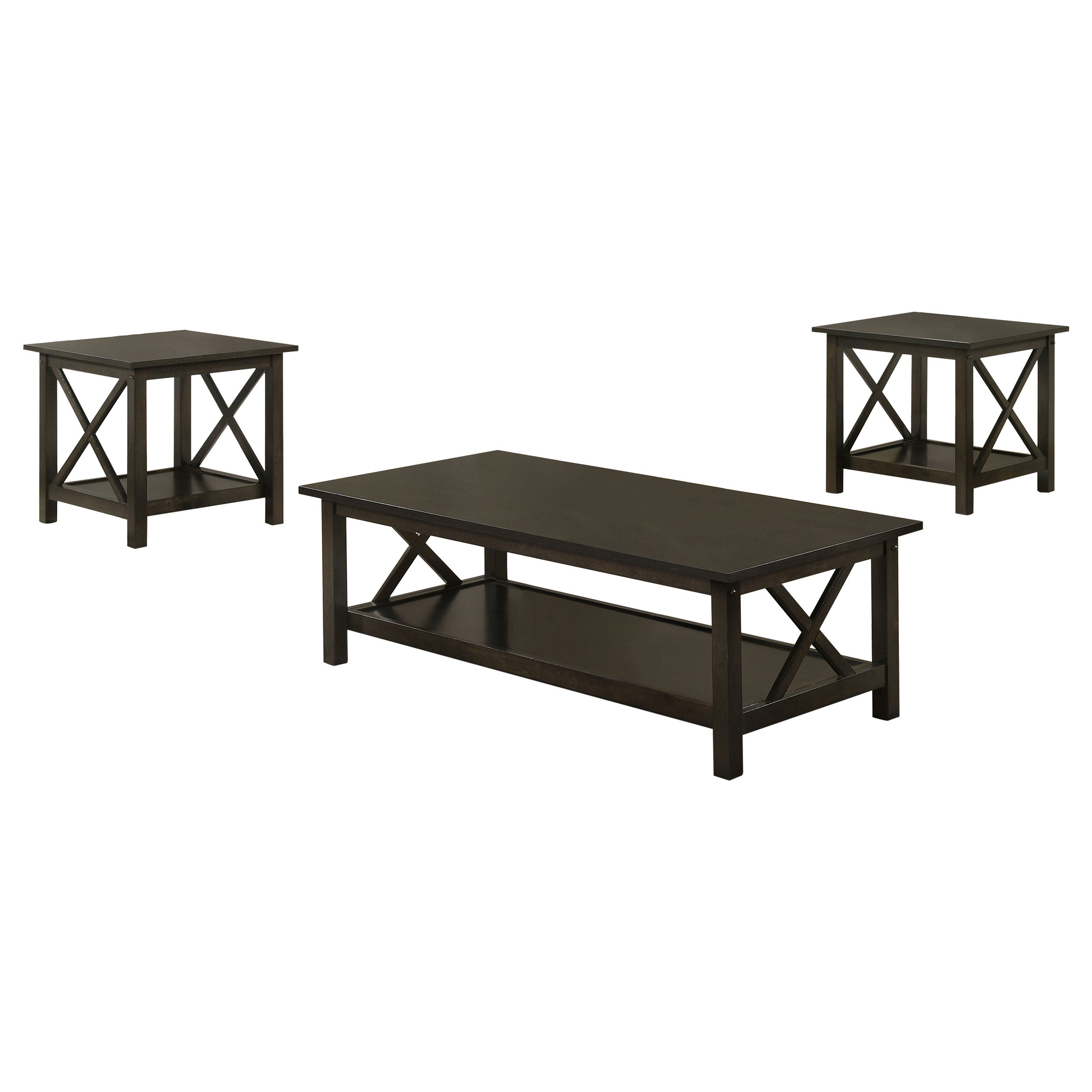 Rachelle 3-piece Rectangular Coffee Table Set Deep Merlot — view 2