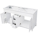 Bathroom Vanity Cabinet Only, 3 Drawers & 4 Doors With Double Layer Shelves - White