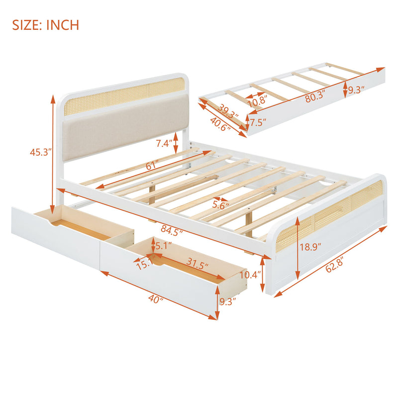 Platform Bed With Trundle And 2 Drawers