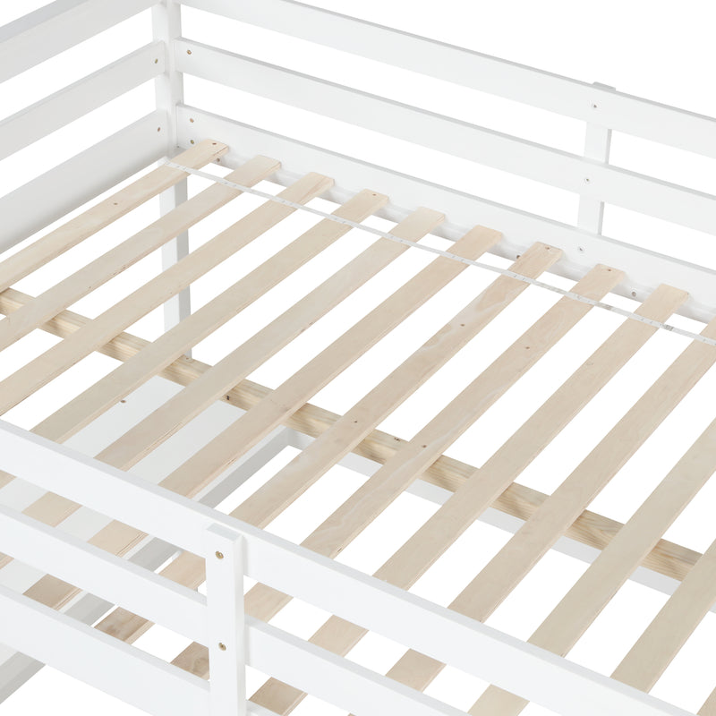 Loft Bed Full with desk,ladder,shelves , White