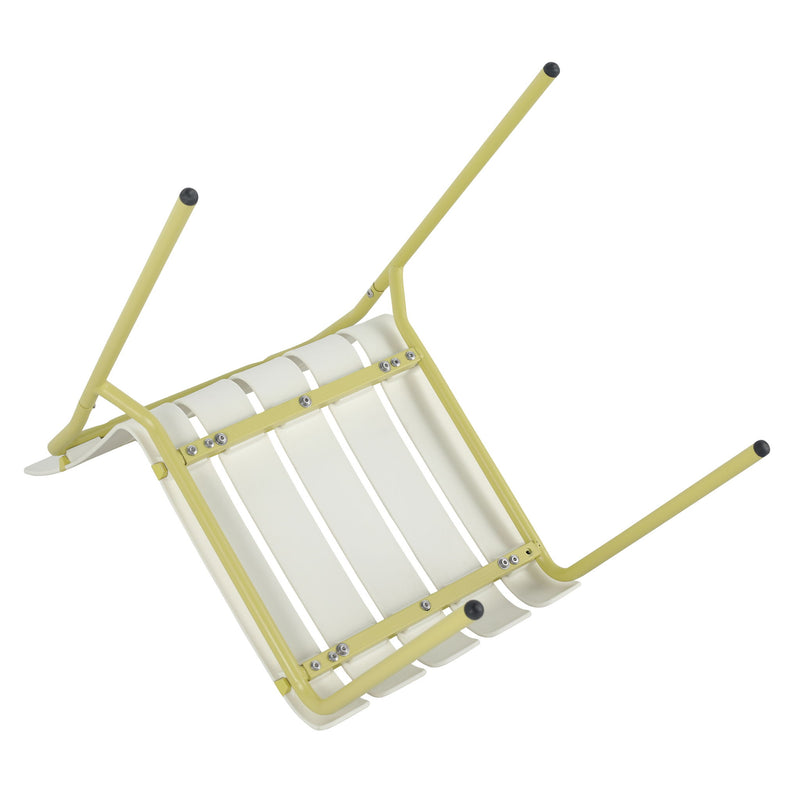4 Piece Set Of Modern Color Block Designed Single Chairs, UV Resistant And Rust Proof - Grain Yellow / White