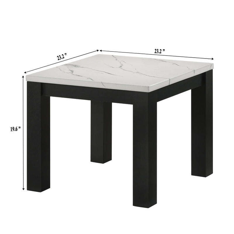 Modern 3 Piece Living Room Table Set With Faux Marble Top Wooden - Black / White