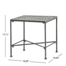Outdoor Square Side Table With X Shaped Iron Frame - Black