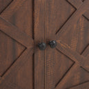 Modern Farmhouse TV Media Stand, Large Barn Inspired Home Entertainment Console, for TV Up to 80'', with Open Shelves and Closed Cabinets, Espresso and Black, 70"W*15.55"D*26.89"H