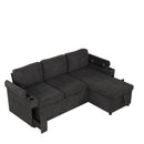 Convertible L Shaped Sofa Couch With Storage, Cup Holders, USB Ports