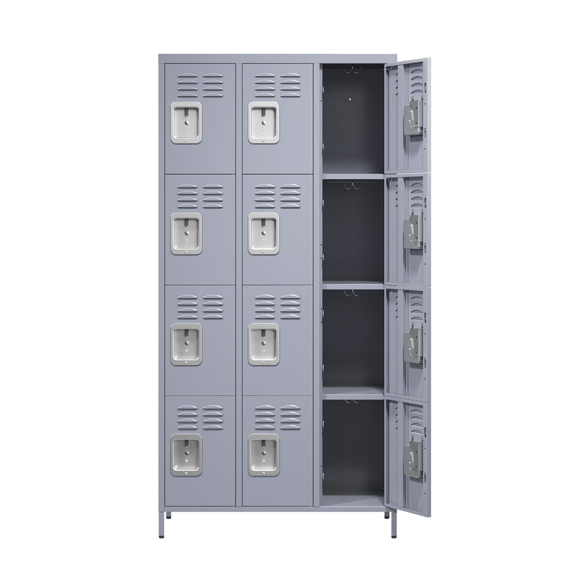 12 Door Lockers With Lock For Secure Storage Construction - Gray
