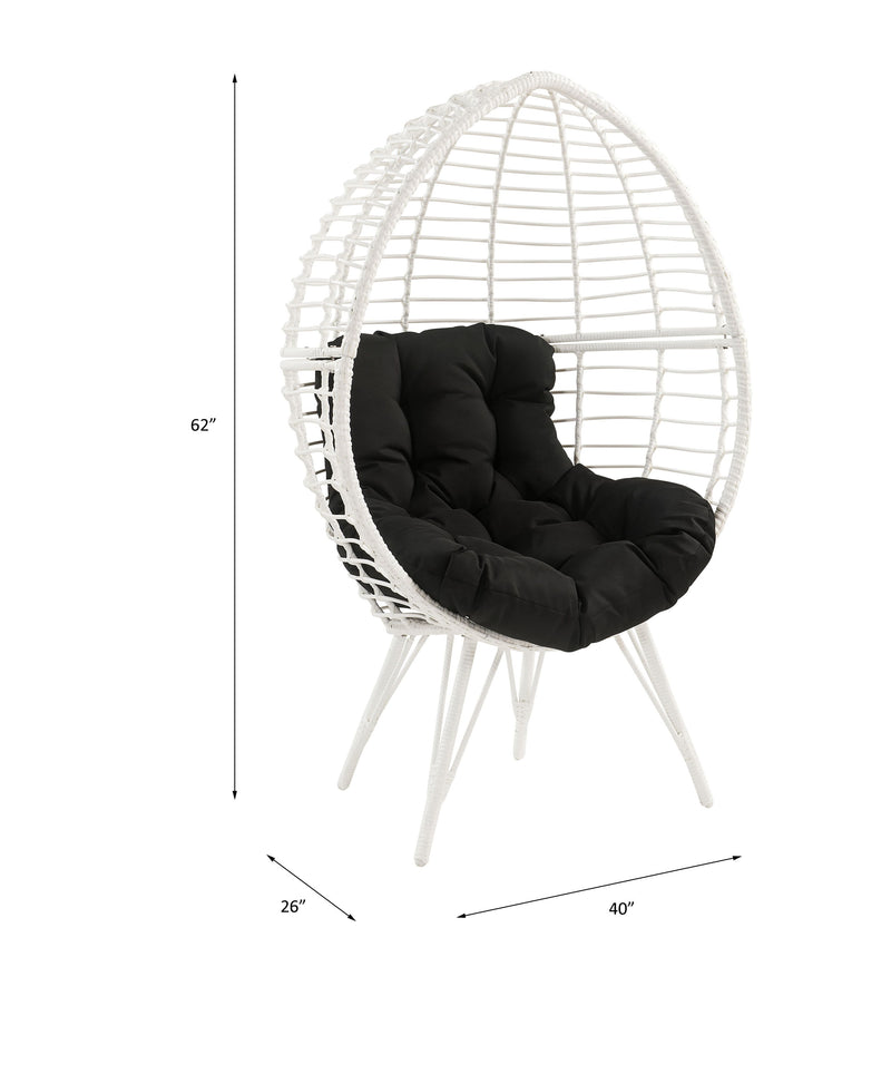 Galzed - Patio Lounge Chair - Black Fabric & White Wicker - Atlantic Fine Furniture Inc