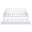 Full Size Daybed with Trundle and Support Legs, White