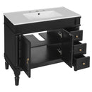 Bathroom Vanity With Ceramic Sink, 2 Doors 3 Drawers, Soft Close Design