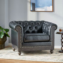 Luminex - Tufted Upholstered Club Chair With Nailhead Accents And Scrolled Tuxedo Arms