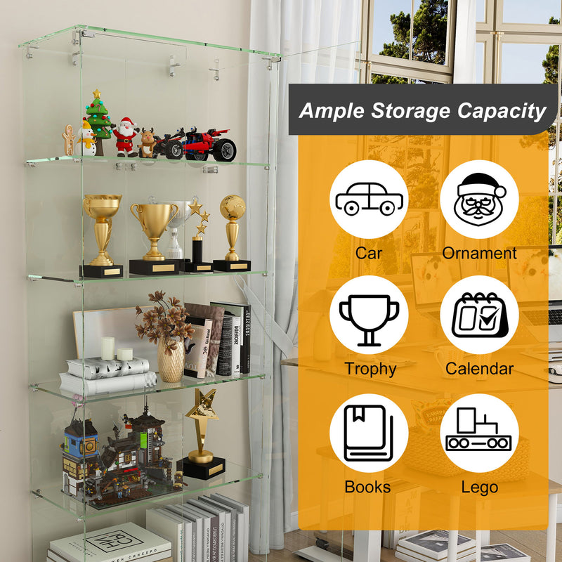 Premium 5 Tier Glass Display Case With 5 Dynamic LED Modes