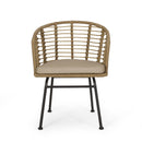 Randy - Modern Wicker Chair With Water Resistant Cushions - Brown / Beige