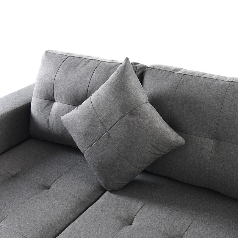 Modern Sectional Sofa Set With L Shape Chaise Lounge, Cup Holder, 4 Seat - Gray