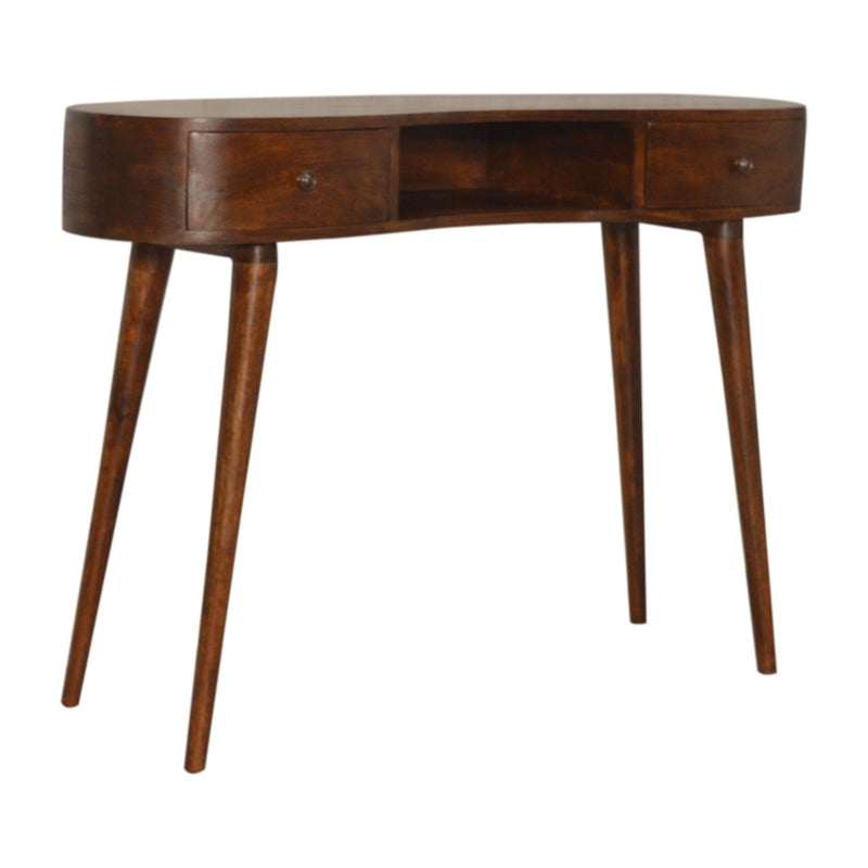 Wave Writing Desk, 2 Drawer - Chestnut