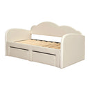 Upholstered Daybed With Cloud-Shaped Backrest, Trundle & 2 Drawers And USB Ports