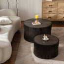 Cylindrical Coffee Table With Vertical Texture Relief