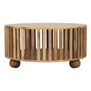 Slatted Round Coffee Table - Beige
