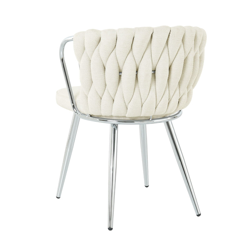 Modern Simple Linen Dining Chair With Plated Metal Legs (Set of 2)