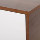 Modern 2 Door Cabinet End Table - White / Walnut