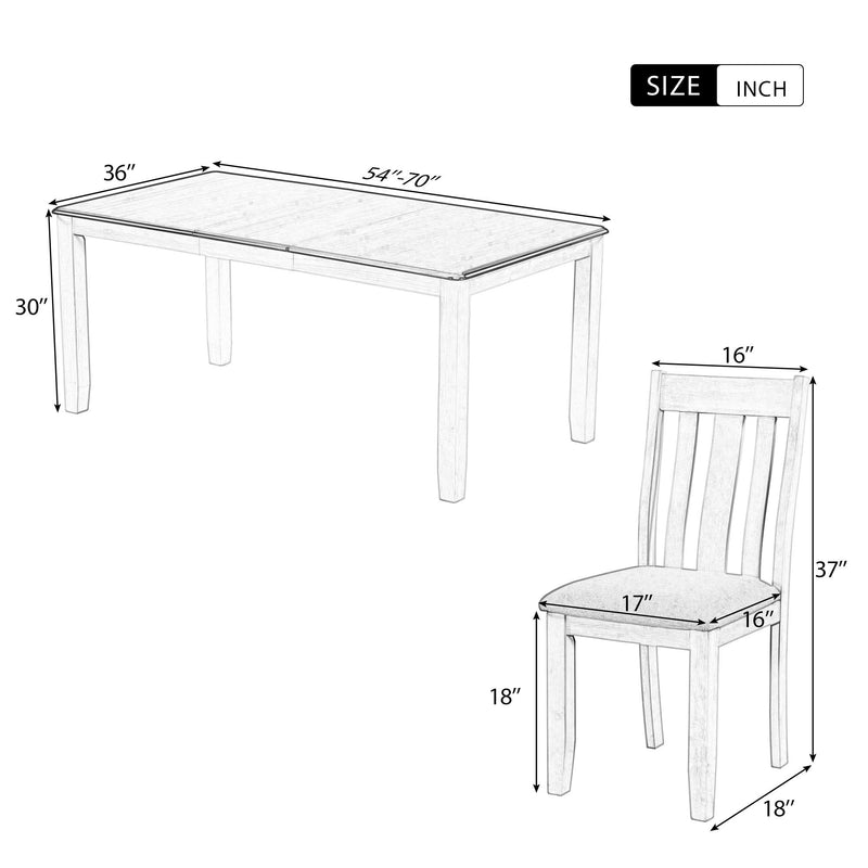 Dining Table Set Retro Style With Extendable Table And Upholstered Chairs