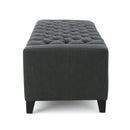 Contemporary Storage Ottoman With Tufted Top - Dark Gray