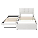 Upholstery Platform Bed With Trundle,Trundle Can Be Flat Or Erected