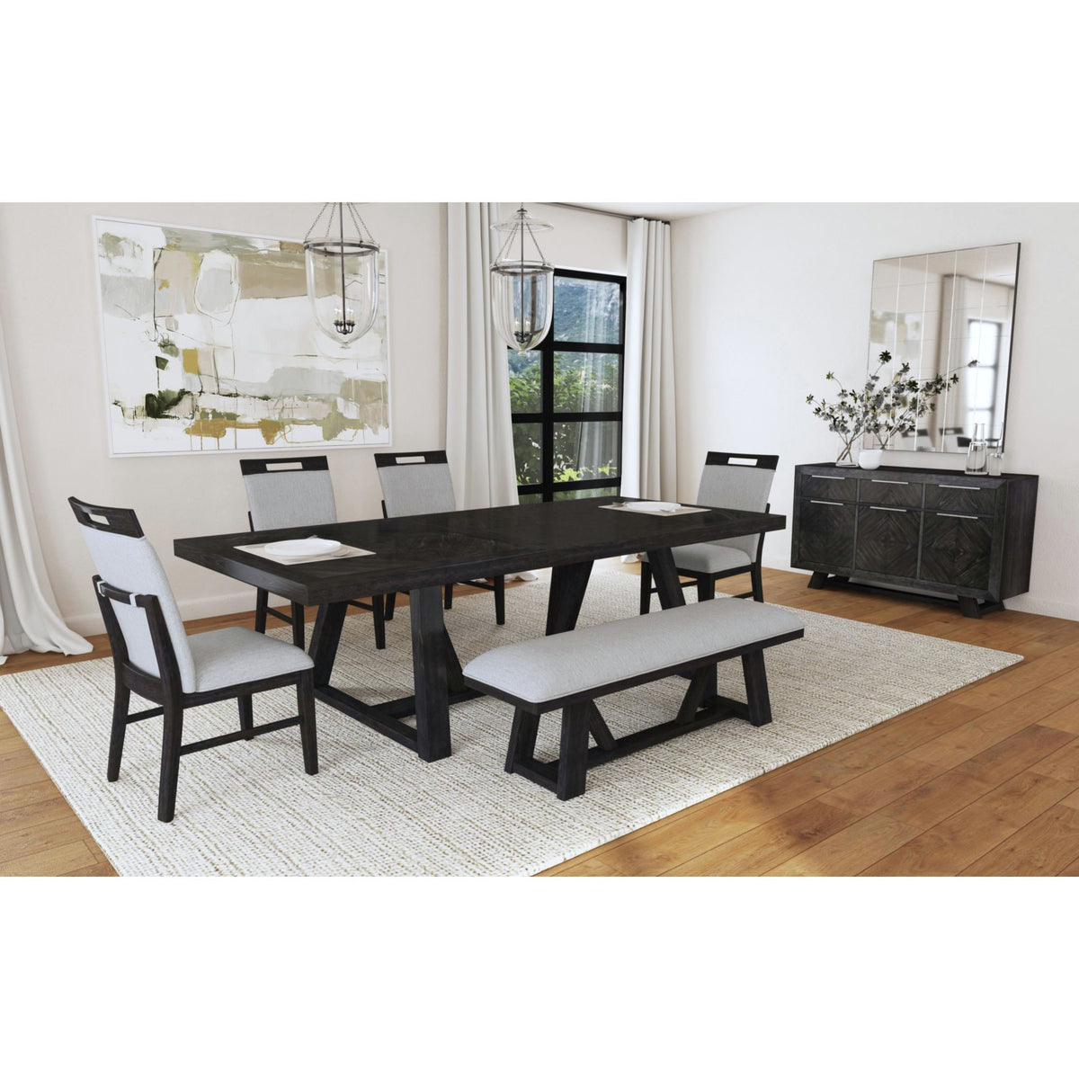 Transcend Dining Side Chair With Fabric (Set of 2) in Charcoal And Light Gray by Elements International, view 8