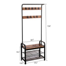 Hall Tree With Shoe Bench For Entryway With 9 Removable Hooks