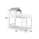 Solenne Twin Over Twin Bunk Bed - White & Pink Finish - Atlantic Fine Furniture Inc