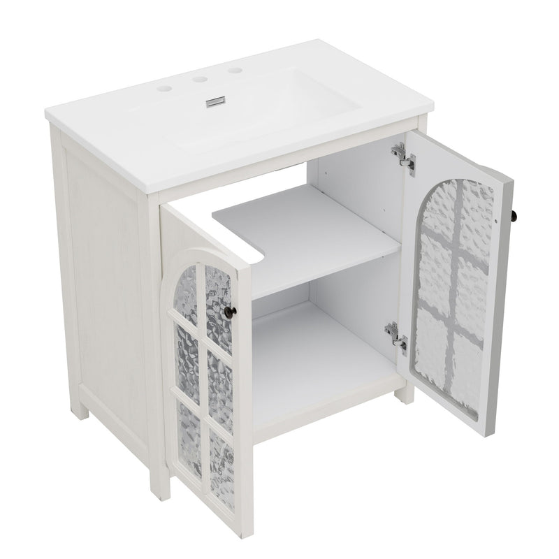 Vintage Farmhouse Bathroom Vanity With Ceramic Sink