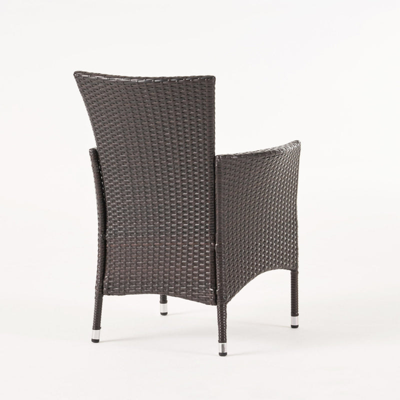 Clementine - Outdoor Wicker Dining Chairs Set With Water Resistant Cushions (Set of 2) - Brown Multi