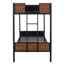 Twin Over Twin Bunk Bunk Bed With Safety Rail, Built In Ladder For Bedroom - Brown