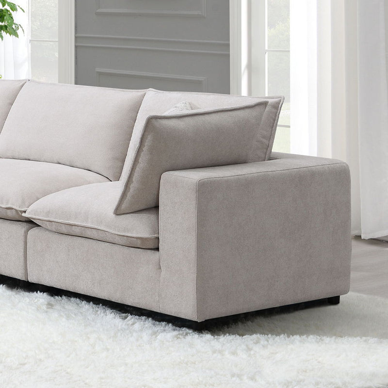 Marisa - Modular Wedge With Pillow - Beige Boucle