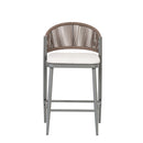 Outdoor 26" Counter Height Metal Frame Counter Stools With Scallop Shaped Backrest & Water Resistant Cushions
