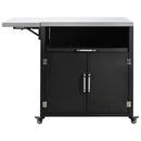 Versatile Outdoor Cabinet With Folding & Expandable Work Surfaces, Ample Storage Space, And Lockable Wheels - Matte Black