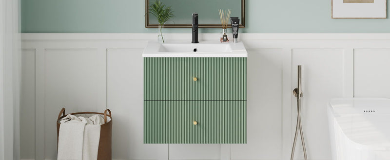 Wall Mounted Bathroom Vanity With 2 Drawers, Ideal For Small Bathrooms