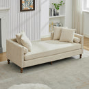 Upholstered Chaise Lounge Indoor With Nailheads, Sleeper Sofa Couch With 4 Throw Pillows & 2 Bolsters, Daybed With Rubberwood Legs