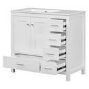 Bathroom Vanity With Ceramic Sink Combo, Abundant Storage Cabinet 2 Soft Close Doors And 5 Drawers