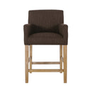 Charmed Upholstered Counter Stool With H Frame Base And Round Arms