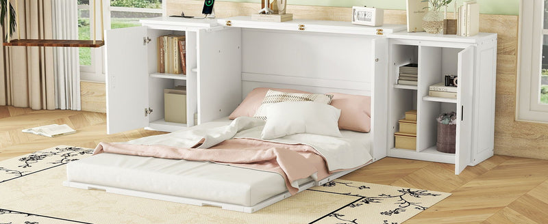 Murphy Bed With Shelves, Cabinets And USB Ports