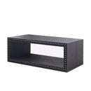 Beaded Edge Coffee Table, Rectangular Center Table With Open Storage Shelf - Black